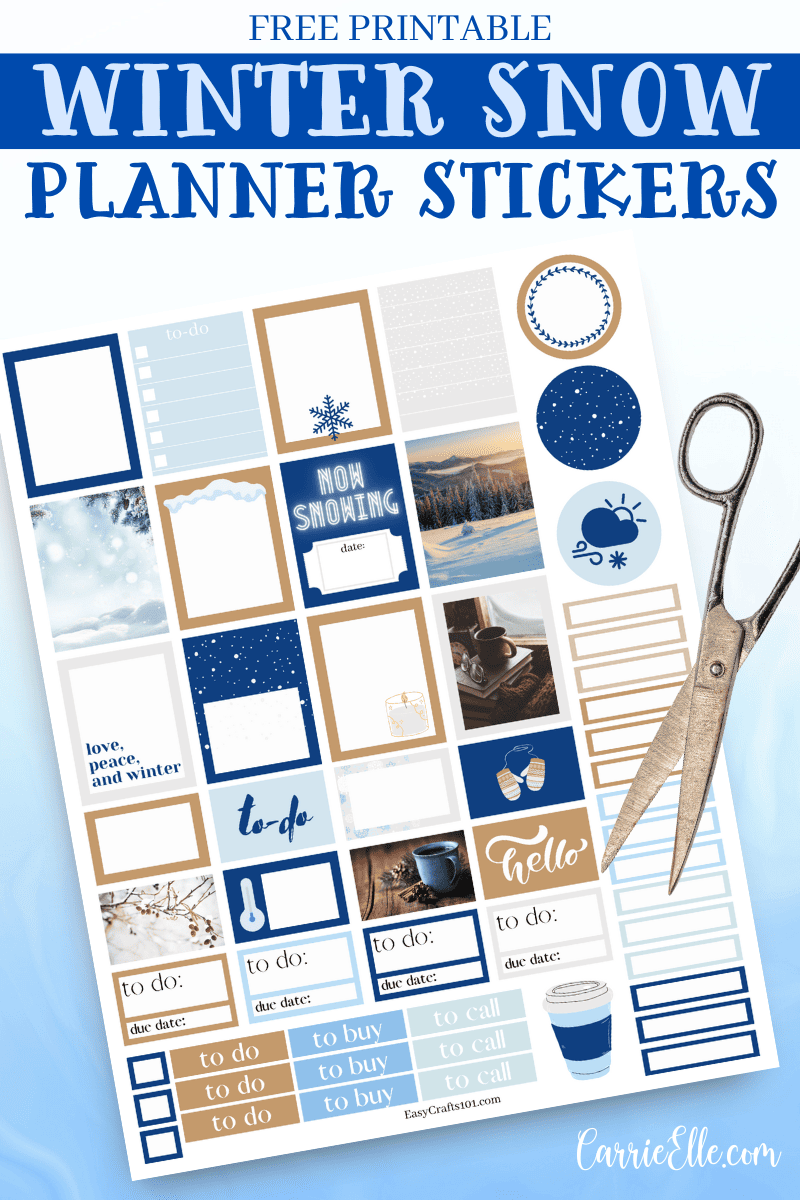 free printable winter snow planner stickers - carrie elle